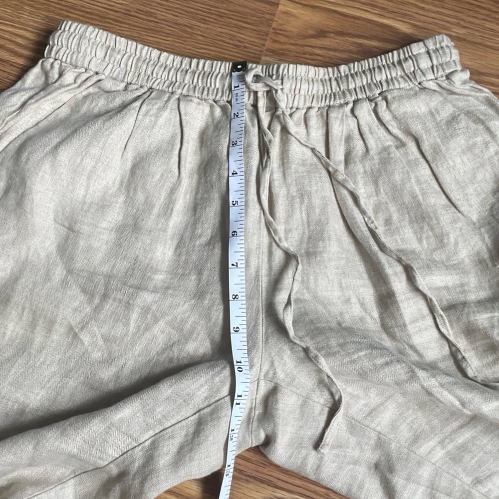 J‎ Crew Linen Pants Taupe Pull On Casual Cropped Cuffed Leg Size 4 - Picture 8 of 9